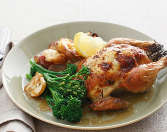 Roasted Chicken Served with Broccoli and Potatoes at Assisted Living Facility Roasted Chicken Served with Broccoli and Potatoes at Assisted Living Facility